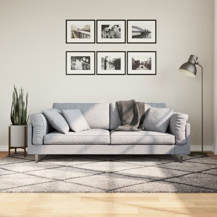 Tapis shaggy à poils longs moderne beige anthracite 160x230 cm – Image 1