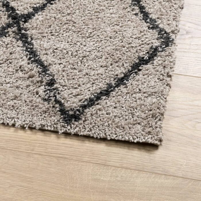 Tapis shaggy à poils longs moderne beige anthracite 200x280 cm – Image 2
