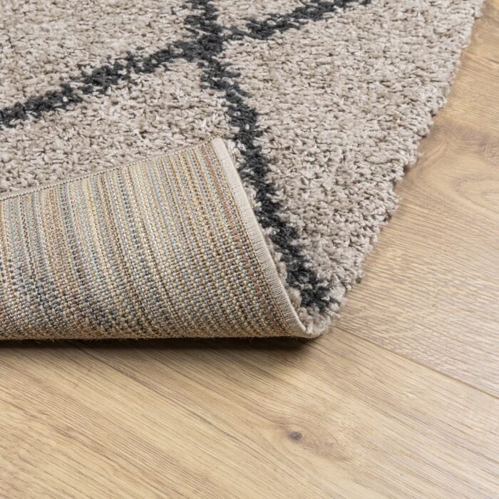Tapis shaggy à poils longs moderne beige anthracite 200x280 cm – Image 3