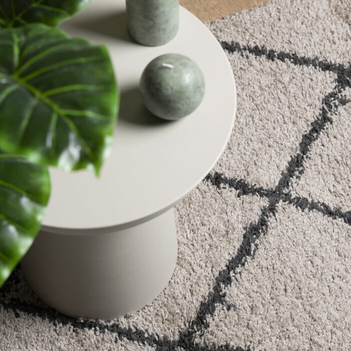Tapis shaggy à poils longs moderne beige anthracite 200x280 cm – Image 5