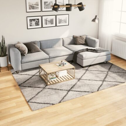 Tapis shaggy à poils longs moderne beige anthracite 200x280 cm