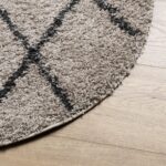 Tapis shaggy à poils longs moderne beige et anthracite Ø 100 cm – Image 2