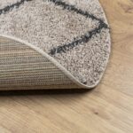 Tapis shaggy à poils longs moderne beige et anthracite Ø 100 cm – Image 3