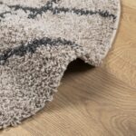 Tapis shaggy à poils longs moderne beige et anthracite Ø 100 cm – Image 4
