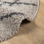 Tapis shaggy à poils longs moderne beige et anthracite Ø 120 cm – Image 4