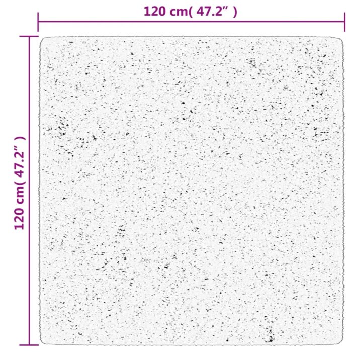 Tapis shaggy à poils longs moderne noir et crème 120x120 cm – Image 8