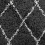 Tapis shaggy à poils longs moderne noir et crème 240x240 cm – Image 7