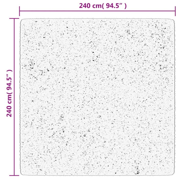 Tapis shaggy à poils longs moderne noir et crème 240x240 cm – Image 8