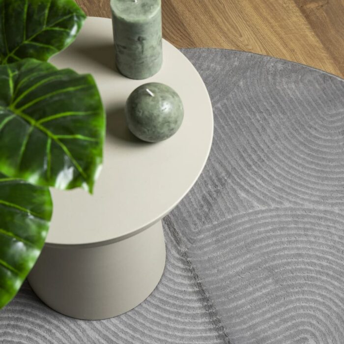 Tapis IZA poils courts style scandinave gris Ø 80 cm – Image 5