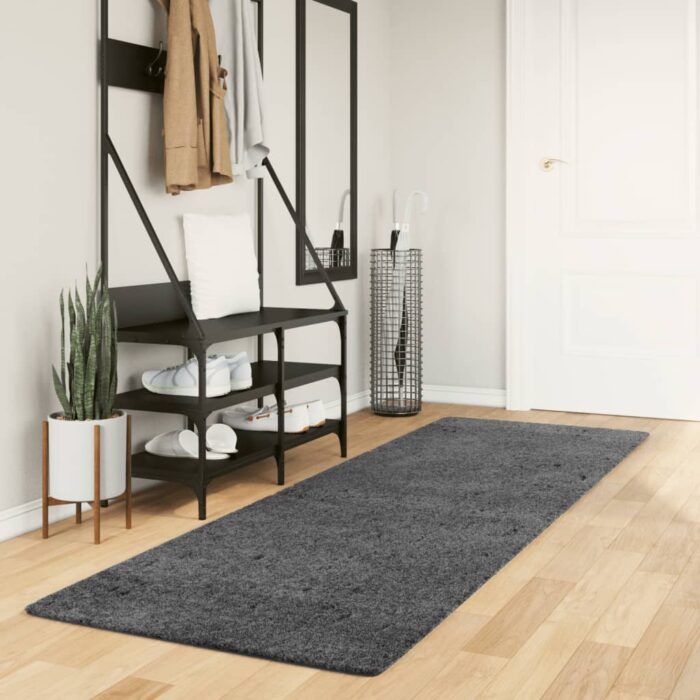 Tapis OVIEDO à poils courts anthracite 80x250 cm – Image 1