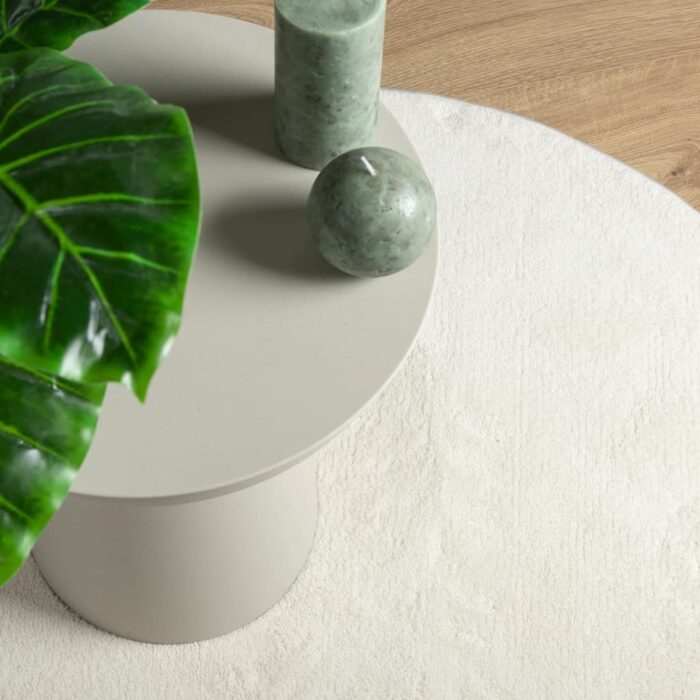 Tapis OVIEDO à poils courts crème Ø 80 cm – Image 5