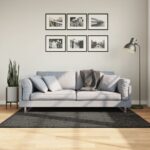 Tapis ISTAN à poils longs aspect brillant anthracite 120x170 cm