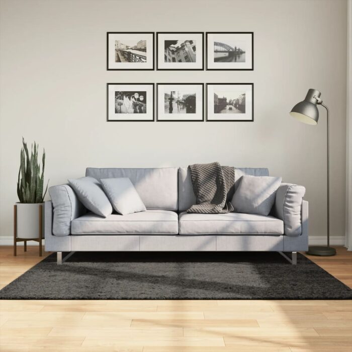 Tapis ISTAN à poils longs aspect brillant anthracite 120x170 cm – Image 1
