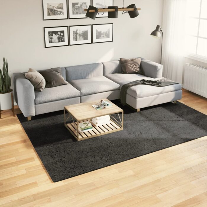 Tapis ISTAN à poils longs aspect brillant anthracite 200x280 cm – Image 1