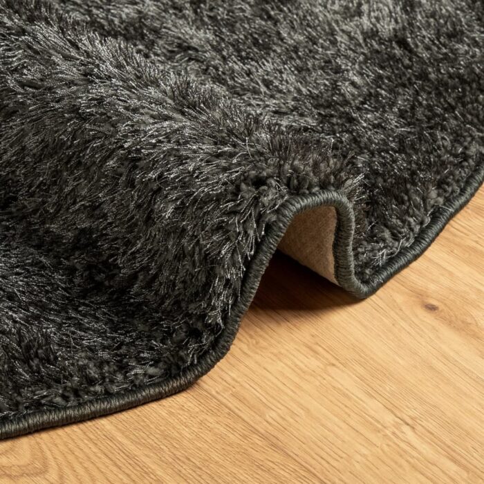 Tapis ISTAN à poils longs aspect brillant anthracite Ø 200 cm – Image 4