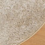 Tapis ISTAN à poils longs aspect brillant beige Ø 80 cm – Image 2