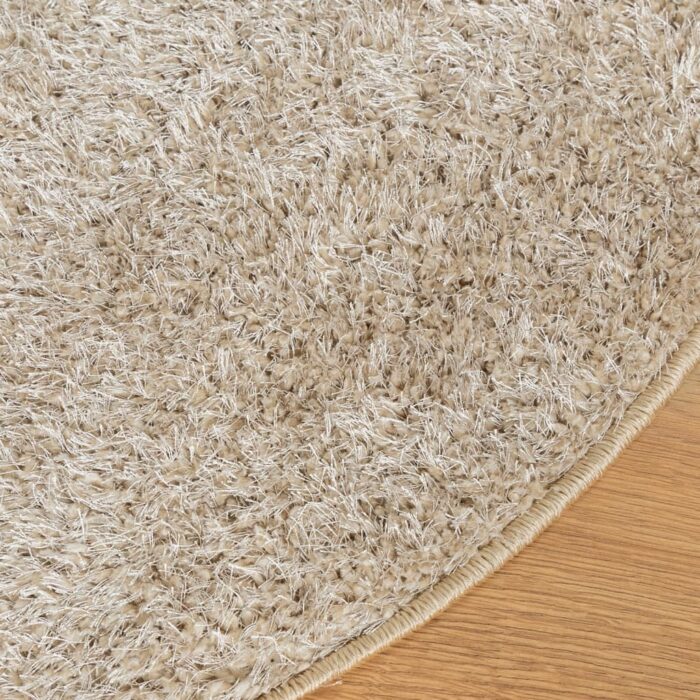 Tapis ISTAN à poils longs aspect brillant beige Ø 80 cm – Image 2