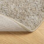 Tapis ISTAN à poils longs aspect brillant beige Ø 80 cm – Image 3
