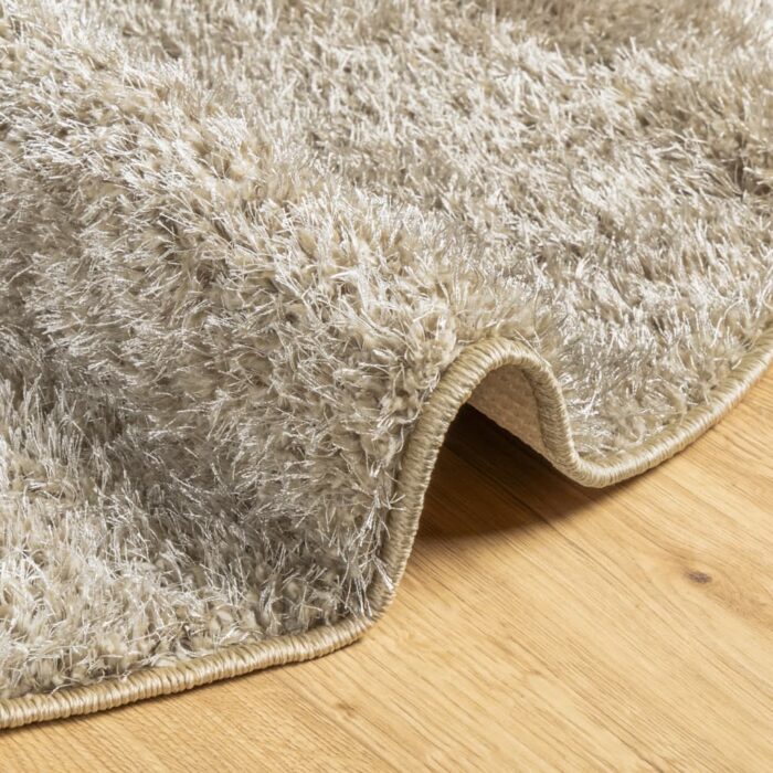 Tapis ISTAN à poils longs aspect brillant beige Ø 100 cm – Image 4