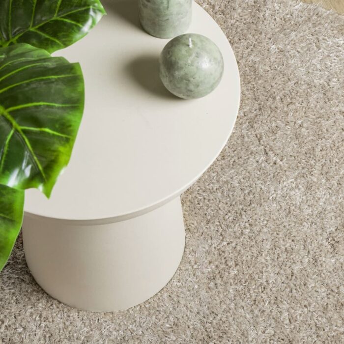 Tapis ISTAN à poils longs aspect brillant beige Ø 100 cm – Image 5