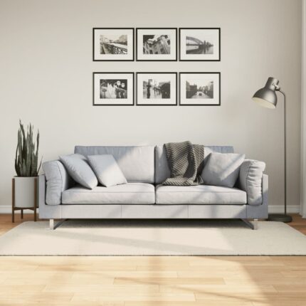 Tapis ISTAN à poils longs aspect brillant crème 100x200 cm