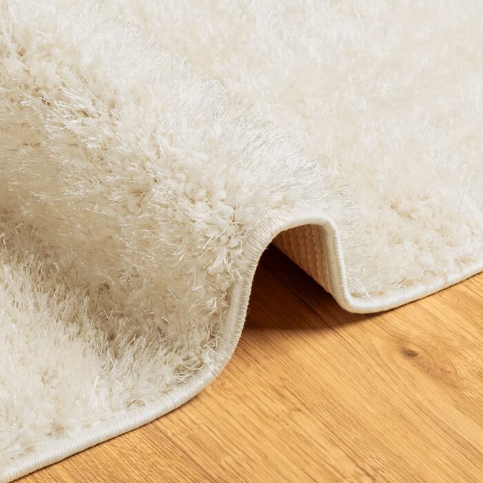 Tapis ISTAN à poils longs aspect brillant crème 140x200 cm – Image 4