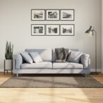 Tapis ISTAN à poils longs aspect brillant gris 120x170 cm