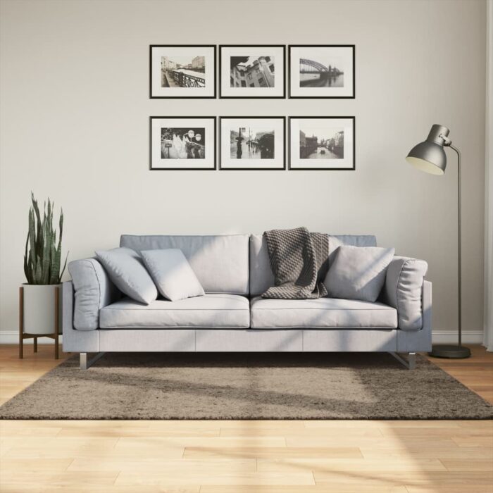 Tapis ISTAN à poils longs aspect brillant gris 120x170 cm – Image 1
