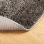 Tapis ISTAN à poils longs aspect brillant gris Ø 80 cm – Image 3