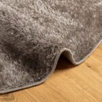 Tapis ISTAN à poils longs aspect brillant gris Ø 80 cm – Image 4