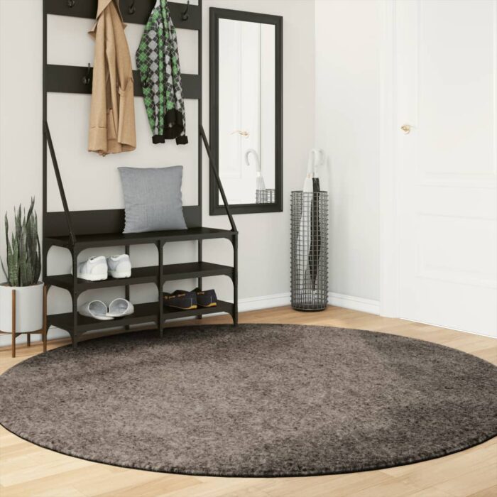 Tapis ISTAN à poils longs aspect brillant gris Ø 200 cm – Image 1