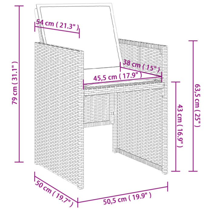 Chaises de jardin lot de 4 avec coussins noir résine tressée – Image 10