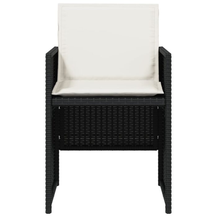 Chaises de jardin lot de 4 avec coussins noir résine tressée – Image 3