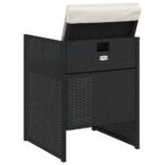 Chaises de jardin lot de 4 avec coussins noir résine tressée – Image 5