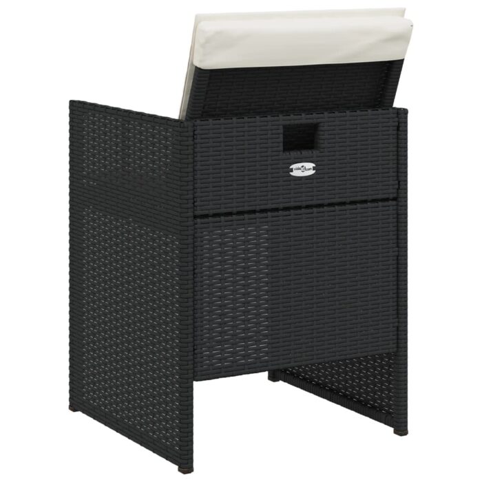 Chaises de jardin lot de 4 avec coussins noir résine tressée – Image 5