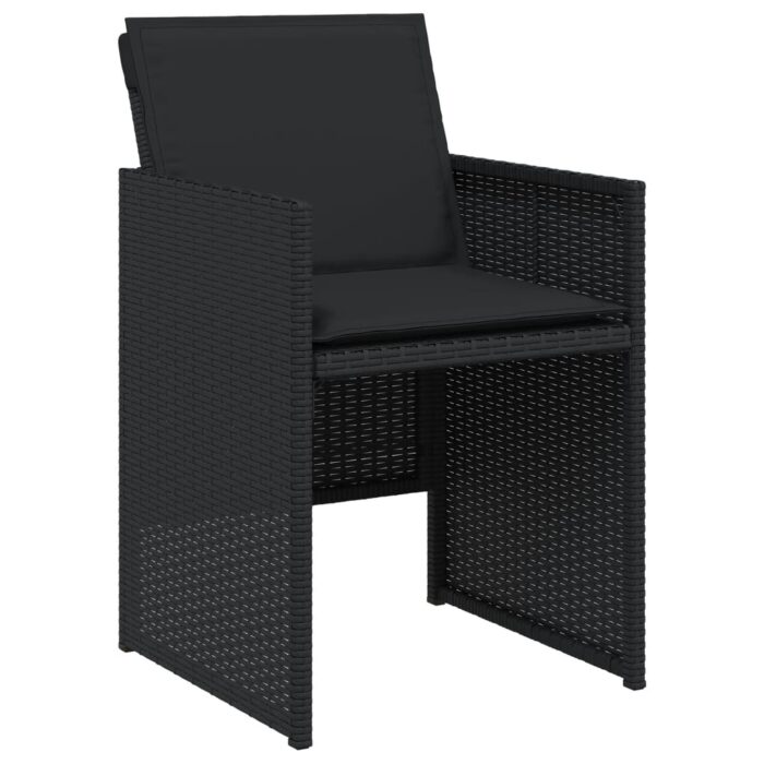 Chaises de jardin lot de 4 avec coussins noir résine tressée – Image 2