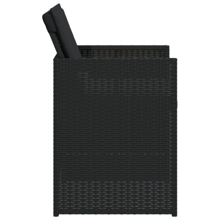 Chaises de jardin lot de 4 avec coussins noir résine tressée – Image 4