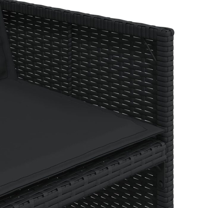 Chaises de jardin lot de 4 avec coussins noir résine tressée – Image 8