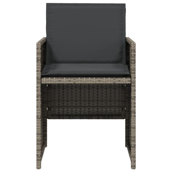 Chaises de jardin avec coussins lot de 4 gris résine tressée – Image 3