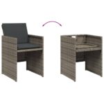 Chaises de jardin avec coussins lot de 4 gris résine tressée – Image 6