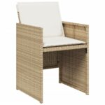 Chaises de jardin avec coussins lot de 4 beige résine tressée – Image 2