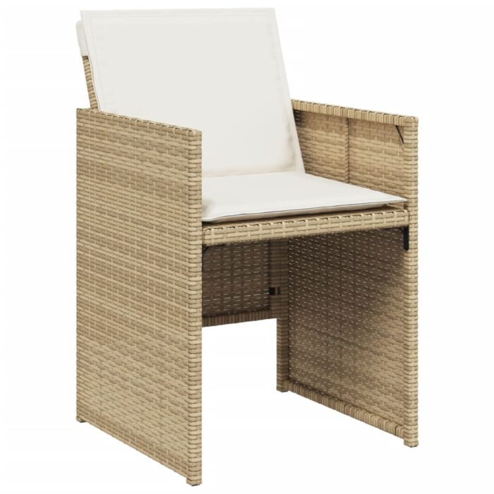 Chaises de jardin avec coussins lot de 4 beige résine tressée – Image 2