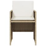 Chaises de jardin avec coussins lot de 4 beige résine tressée – Image 3