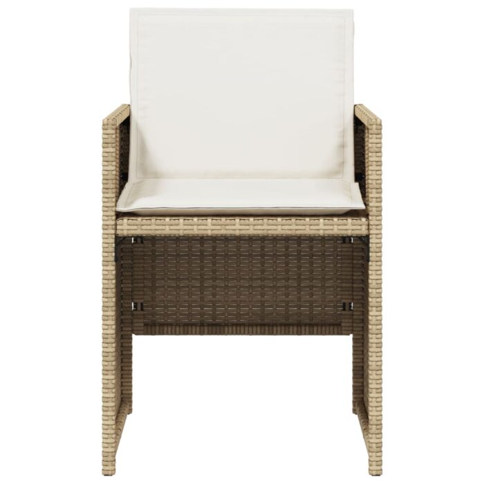 Chaises de jardin avec coussins lot de 4 beige résine tressée – Image 3
