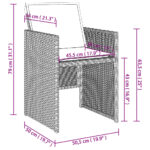 Chaises de jardin avec coussins lot de 4 gris clair poly rotin – Image 10
