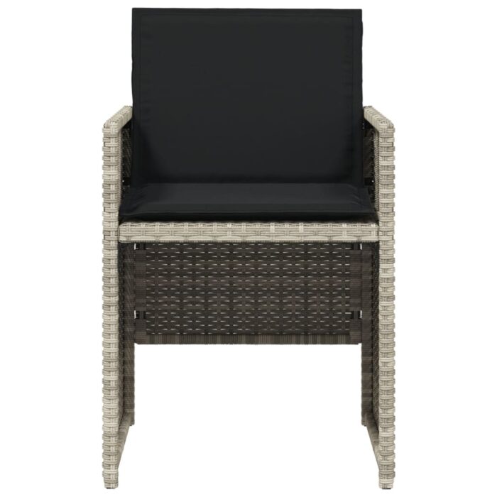 Chaises de jardin avec coussins lot de 4 gris clair poly rotin – Image 3