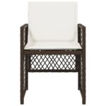 Chaises de jardin avec coussins lot de 4 marron résine tressée – Image 3