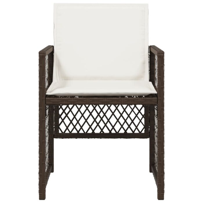 Chaises de jardin avec coussins lot de 4 marron résine tressée – Image 3