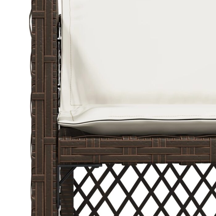 Chaises de jardin avec coussins lot de 4 marron résine tressée – Image 7