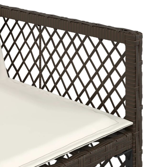Chaises de jardin avec coussins lot de 4 marron résine tressée – Image 8